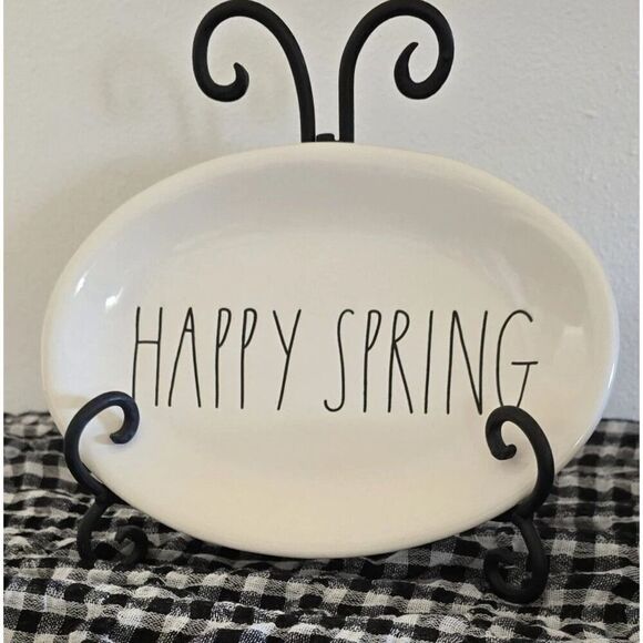 Rae Dunn HAPPY SPRING Oval Candy / Trinket Dish Easter EASTER  Cottage Farmhouse - Picture 8 of 8